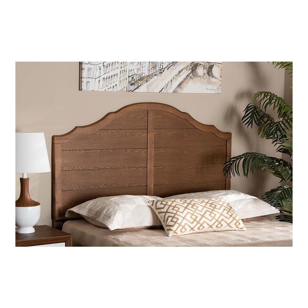 Clive Vintage Traditional Farmhouse Ash Walnut Finished Wood Full Size Headboard. Picture 3