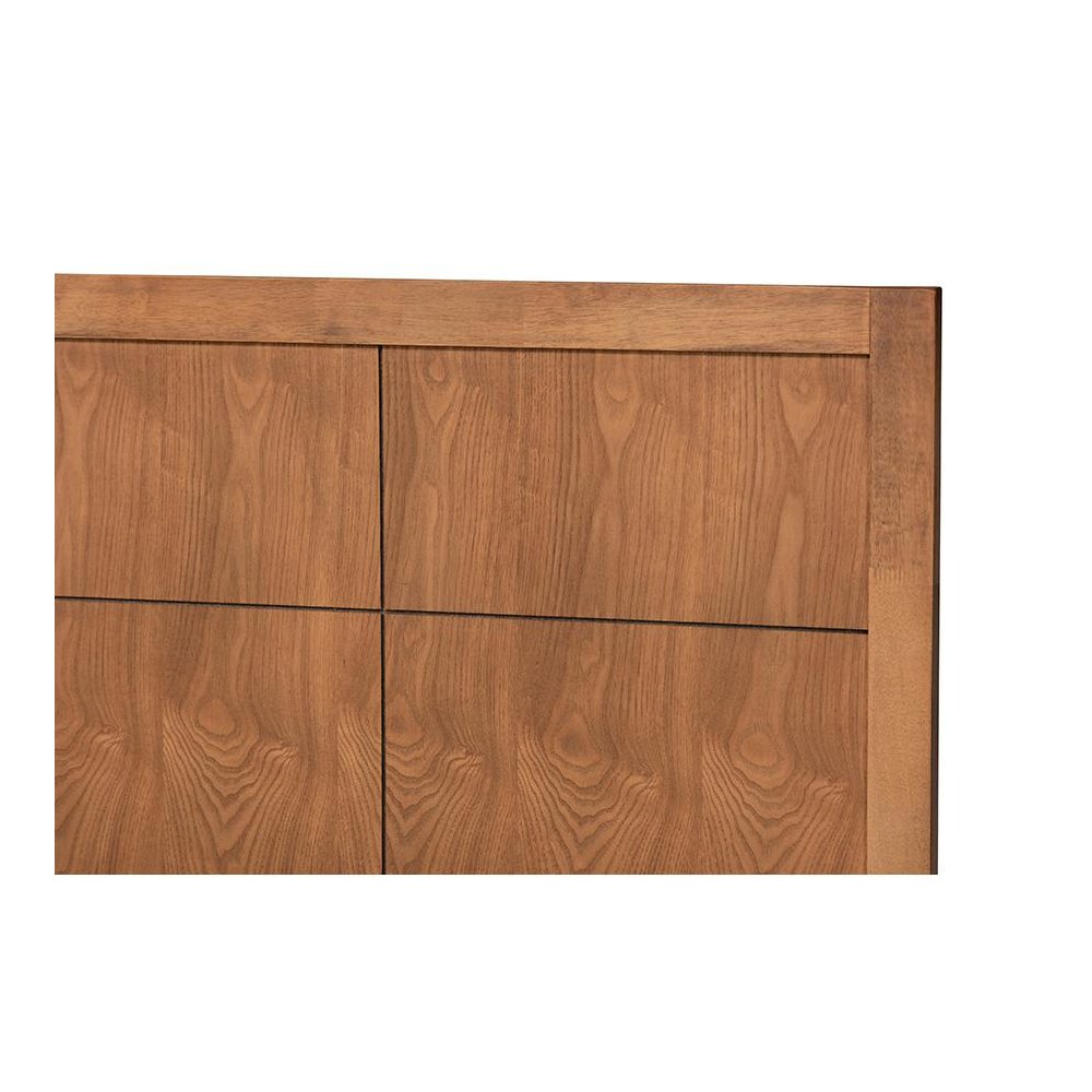 Rin Mid-Century Modern Walnut Brown Finished Wood Twin Size Platform Bed. Picture 4