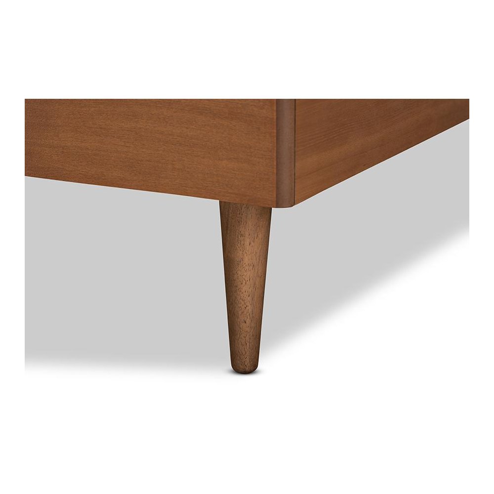 Rin Mid-Century Modern Walnut Brown Finished Wood Twin Size Platform Bed. Picture 5