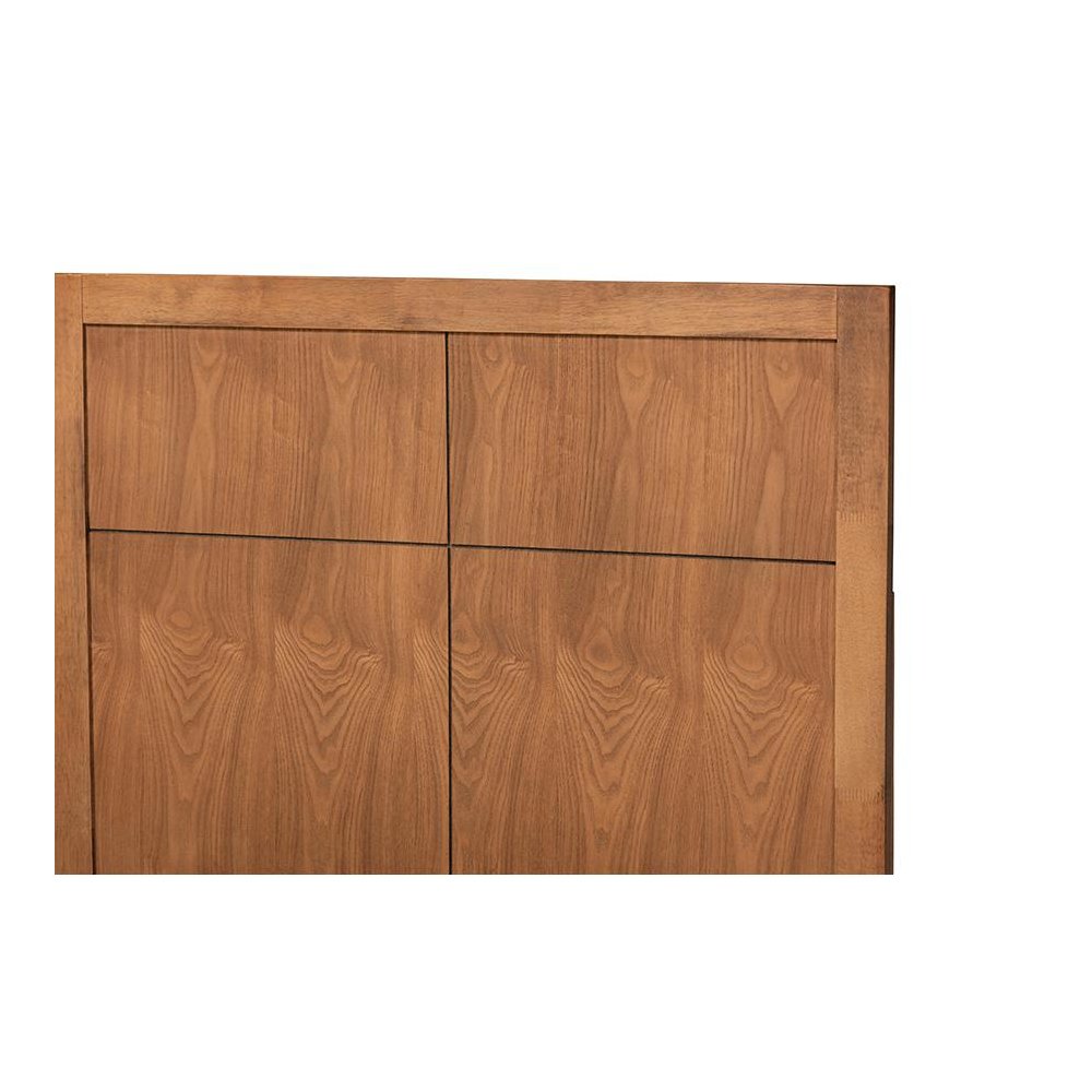 Noela Mid-Century Modern Walnut Brown Finished Wood Twin Size Platform Bed. Picture 4