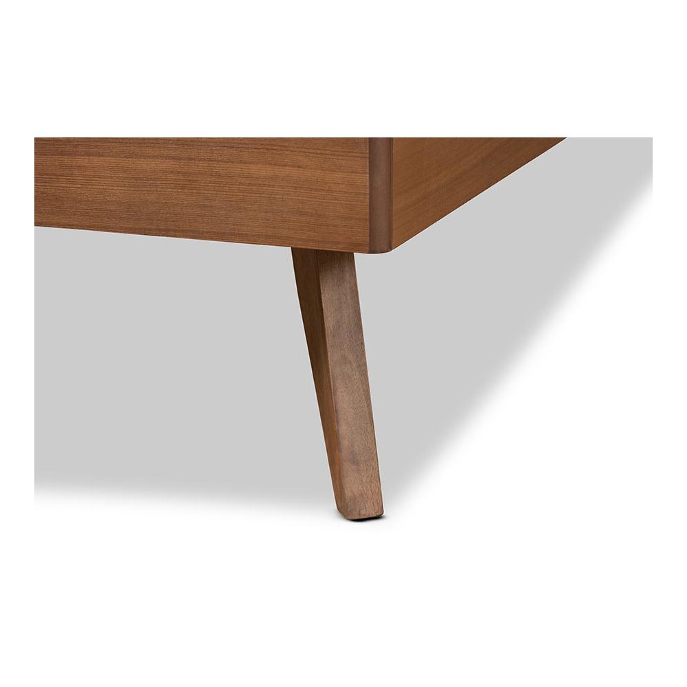 Noela Mid-Century Modern Walnut Brown Finished Wood Twin Size Platform Bed. Picture 5