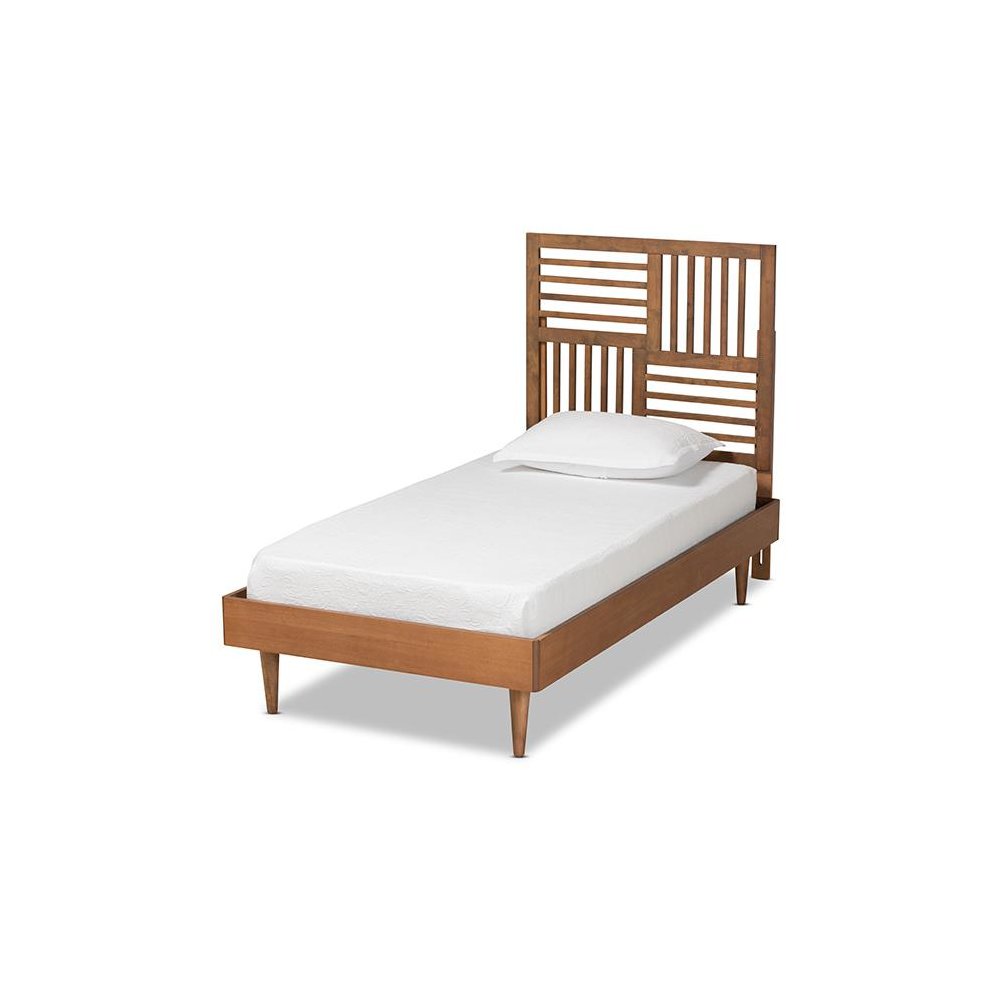 Romy Modern and Contemporary Walnut Brown Finished Wood Twin Size Platform Bed. Picture 1