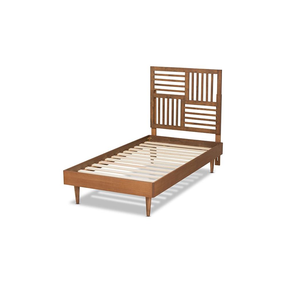 Romy Modern and Contemporary Walnut Brown Finished Wood Twin Size Platform Bed. Picture 3
