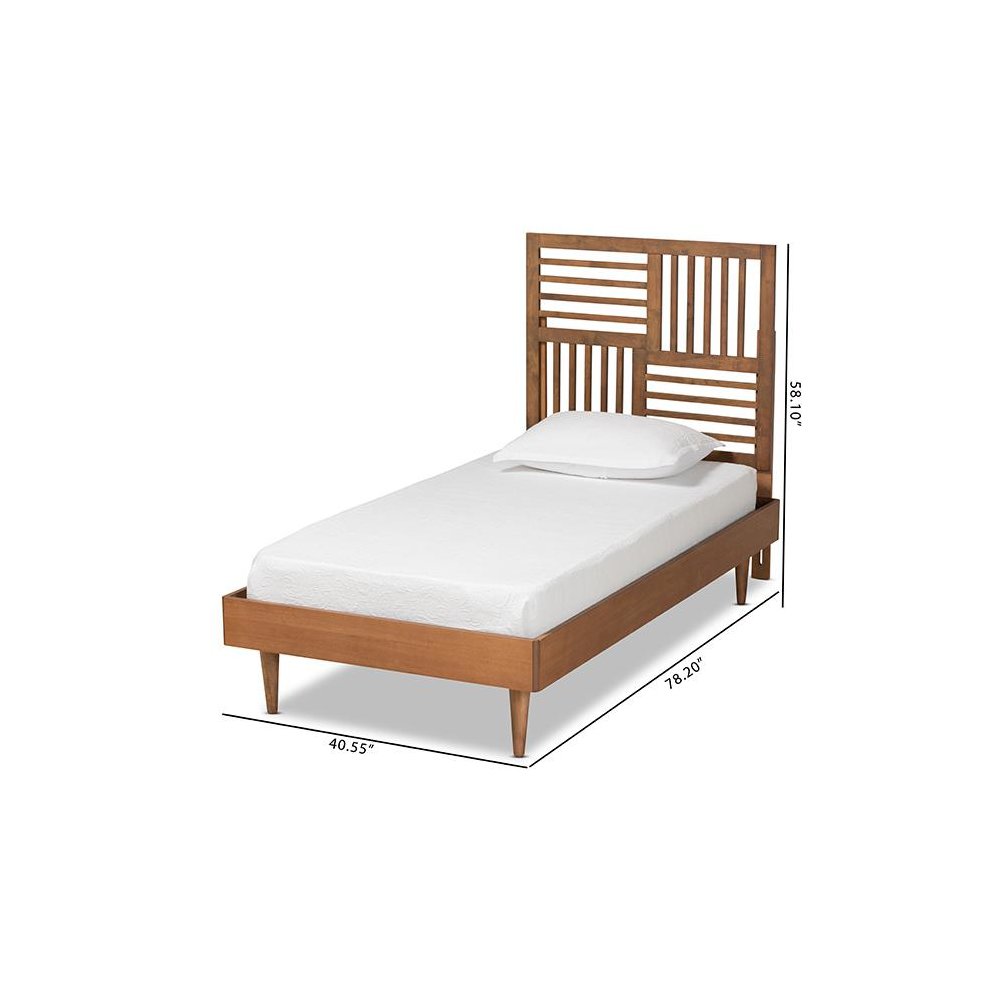 Romy Modern and Contemporary Walnut Brown Finished Wood Twin Size Platform Bed. Picture 8