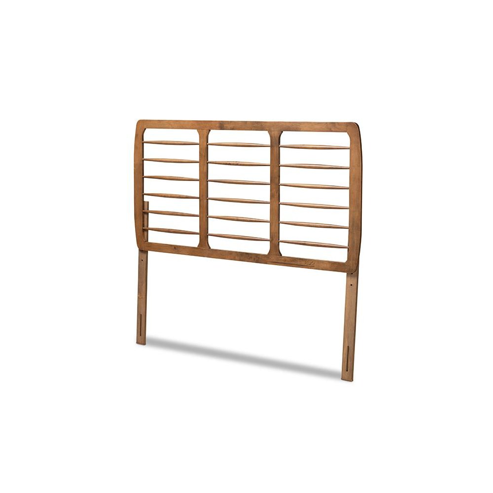 Carolyn Mid-Century Modern Ash Walnut Finished Wood Full Size Headboard. Picture 1