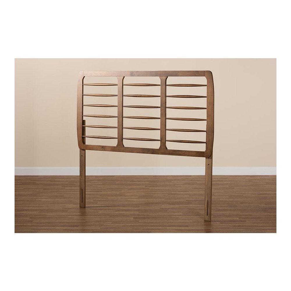 Carolyn Mid-Century Modern Ash Walnut Finished Wood Full Size Headboard. Picture 4