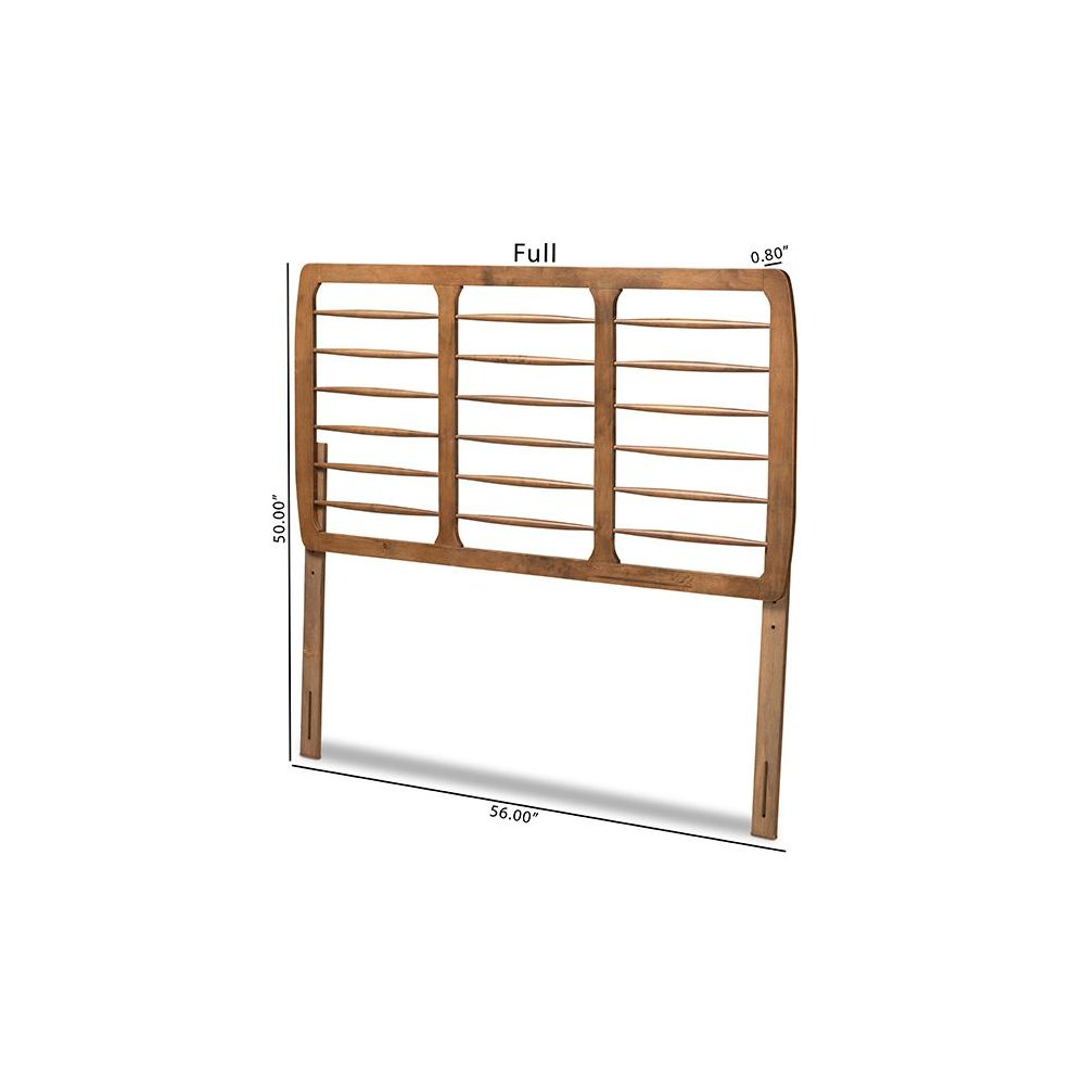 Carolyn Mid-Century Modern Ash Walnut Finished Wood Full Size Headboard. Picture 5