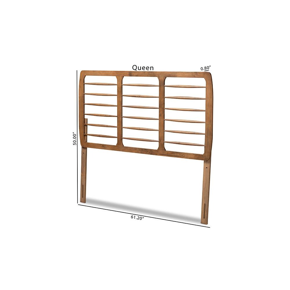 Carolyn Mid-Century Modern Ash Walnut Finished Wood Full Size Headboard. Picture 6