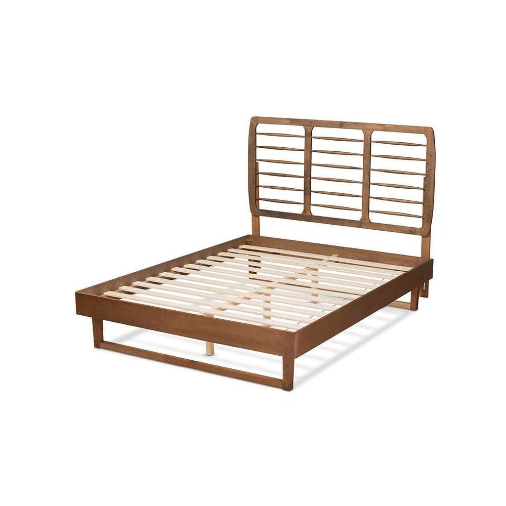 Lucie Modern and Contemporary Walnut Brown Finished Wood Full Size Platform Bed. Picture 3