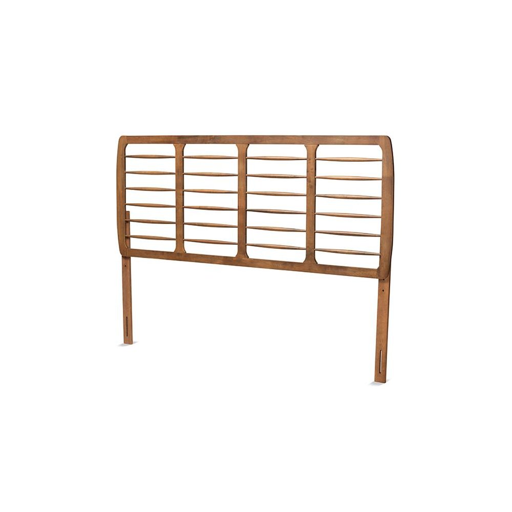 Carolyn Mid-Century Modern Ash Walnut Finished Wood King Size Headboard. Picture 1