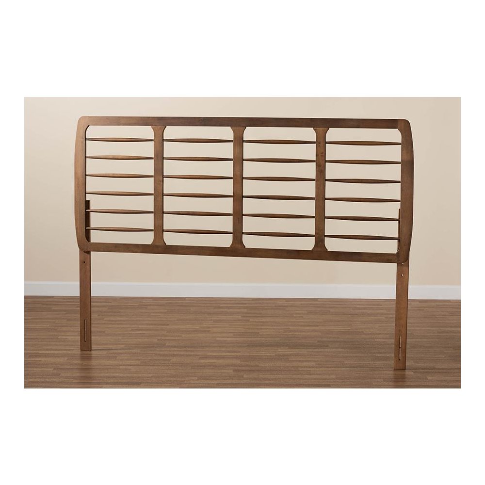 Carolyn Mid-Century Modern Ash Walnut Finished Wood King Size Headboard. Picture 4