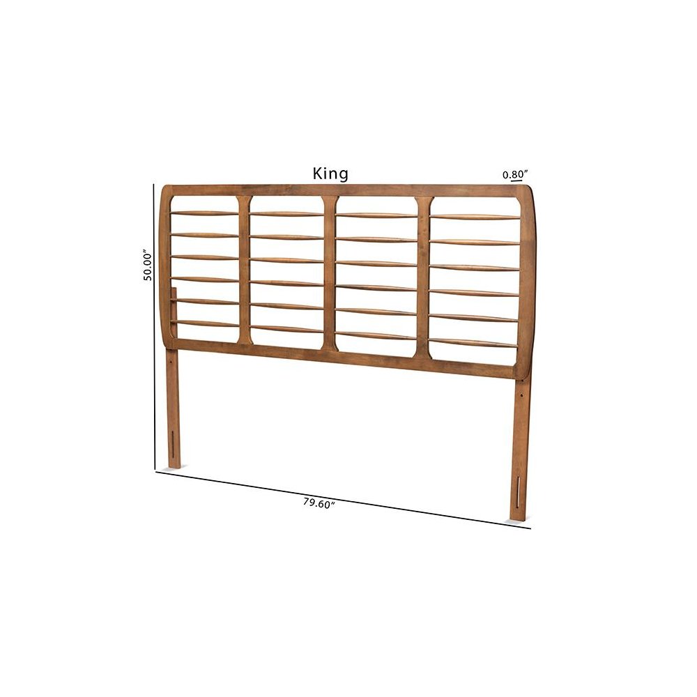 Carolyn Mid-Century Modern Ash Walnut Finished Wood King Size Headboard. Picture 5