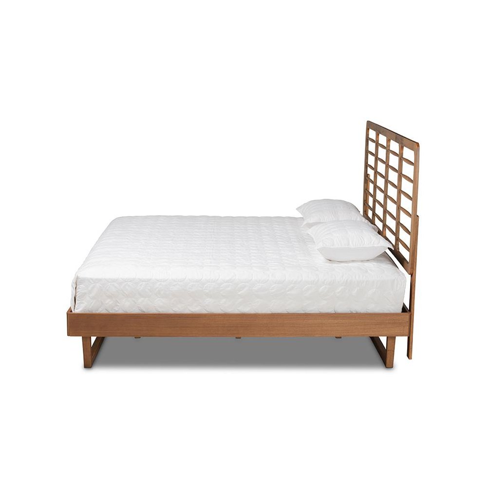 Lucie Modern and Contemporary Walnut Brown Finished Wood King Size Platform Bed. Picture 2