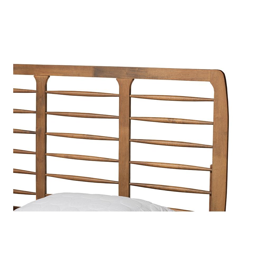 Lucie Modern and Contemporary Walnut Brown Finished Wood King Size Platform Bed. Picture 4
