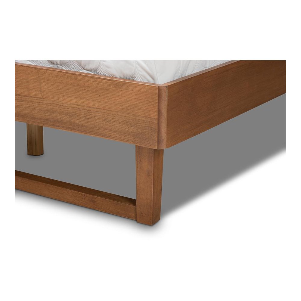 Lucie Modern and Contemporary Walnut Brown Finished Wood King Size Platform Bed. Picture 5
