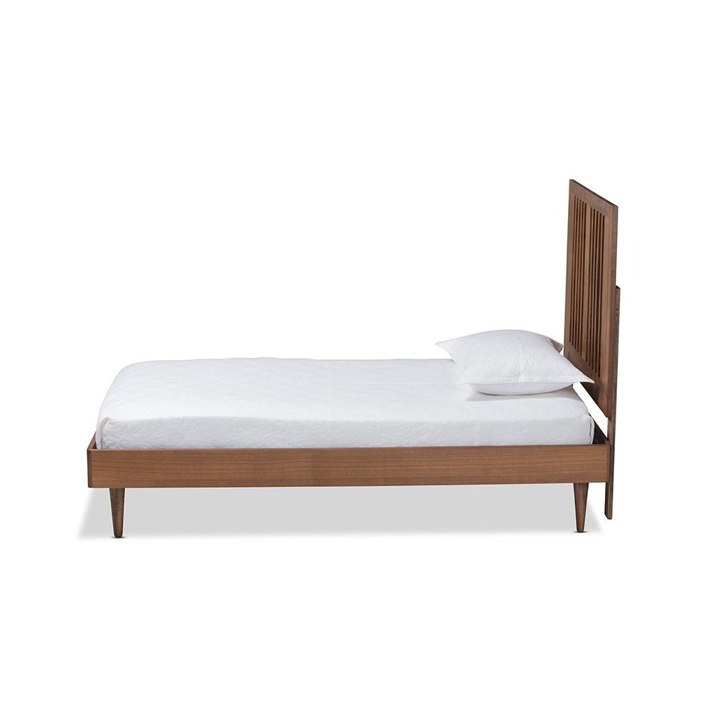 Transitional Ash Walnut Finished Wood Twin Size Platform Bed. Picture 2