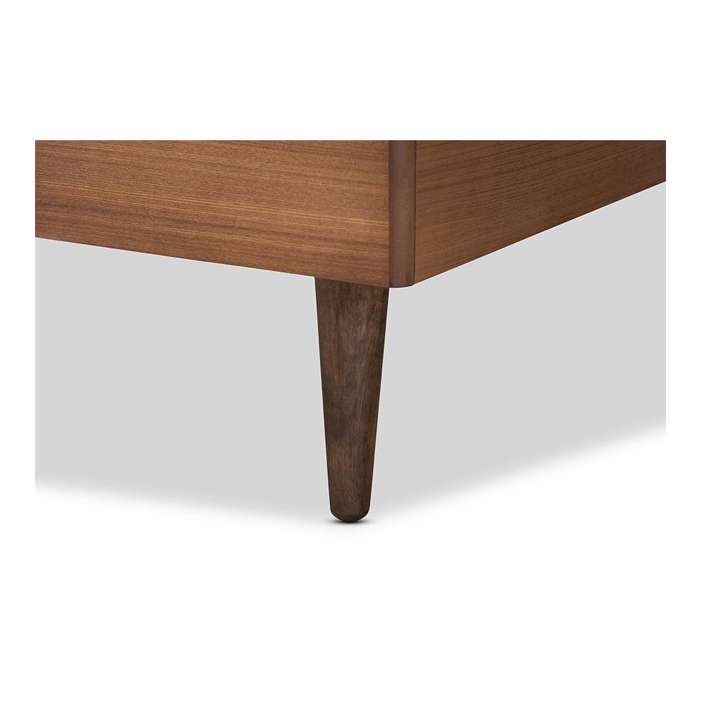 Transitional Ash Walnut Finished Wood Twin Size Platform Bed. Picture 5