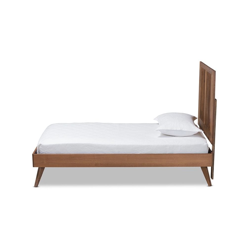 Transitional Ash Walnut Finished Wood Twin Size Platform Bed. Picture 2