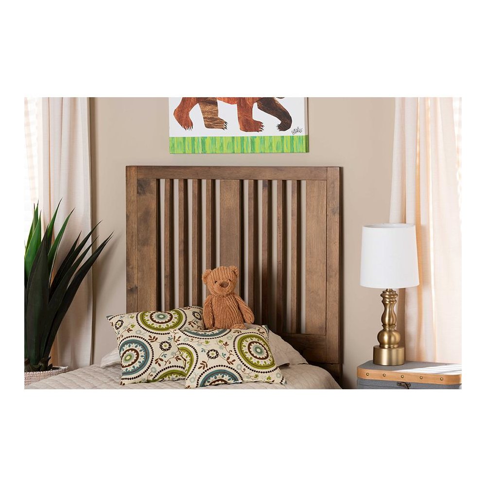 Transitional Ash Walnut Finished Wood Twin Size Headboard. Picture 3