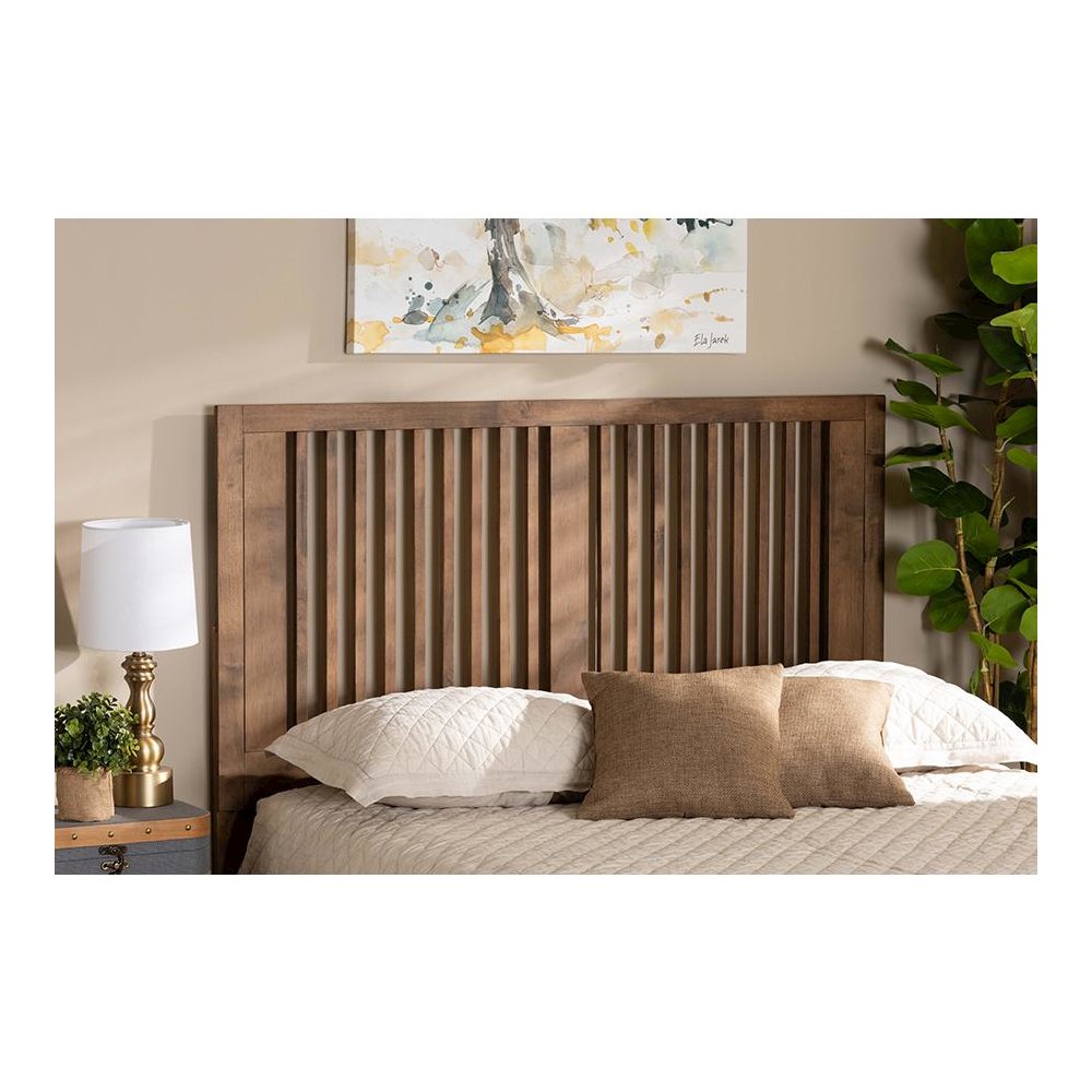 Transitional Ash Walnut Finished Wood Full Size Headboard. Picture 3
