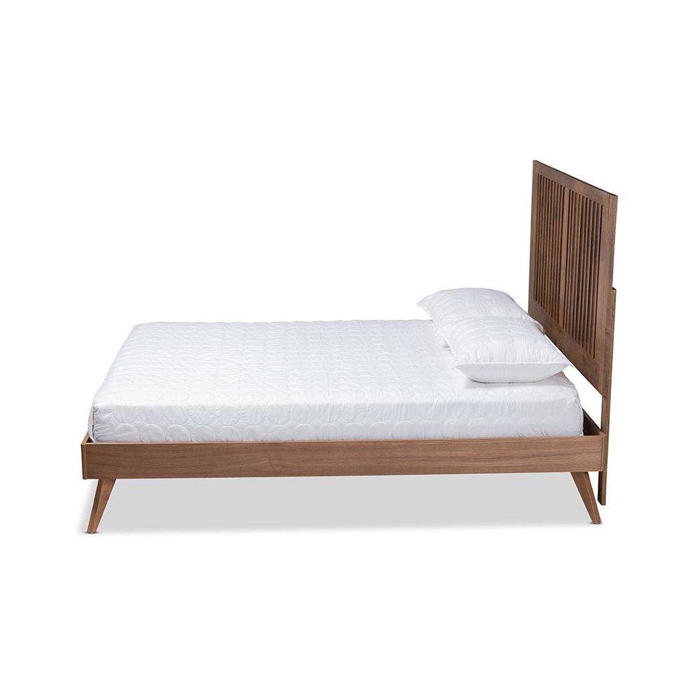 Transitional Ash Walnut Finished Wood Full Size Platform Bed. Picture 2