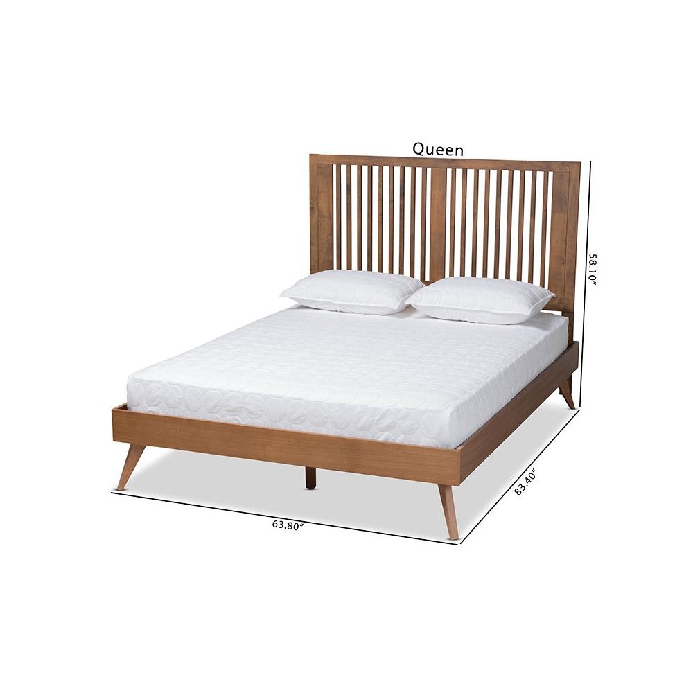 Transitional Ash Walnut Finished Wood Full Size Platform Bed. Picture 9