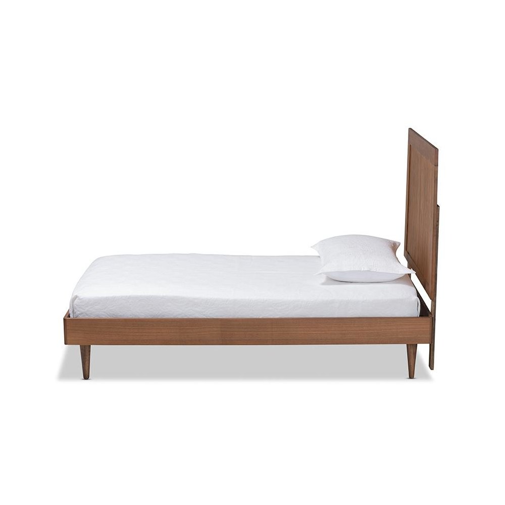 Transitional Ash Walnut Finished Wood Twin Size Platform Bed. Picture 2