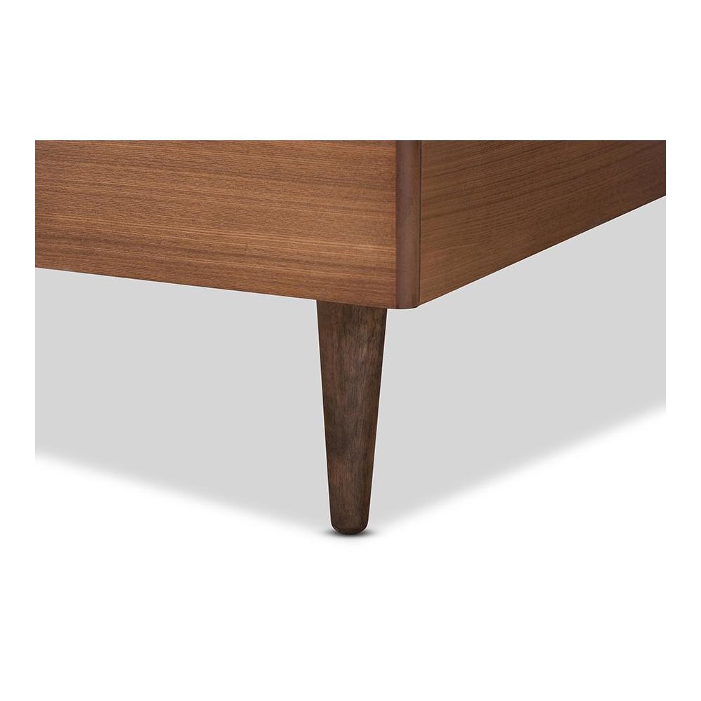 Transitional Ash Walnut Finished Wood Twin Size Platform Bed. Picture 5