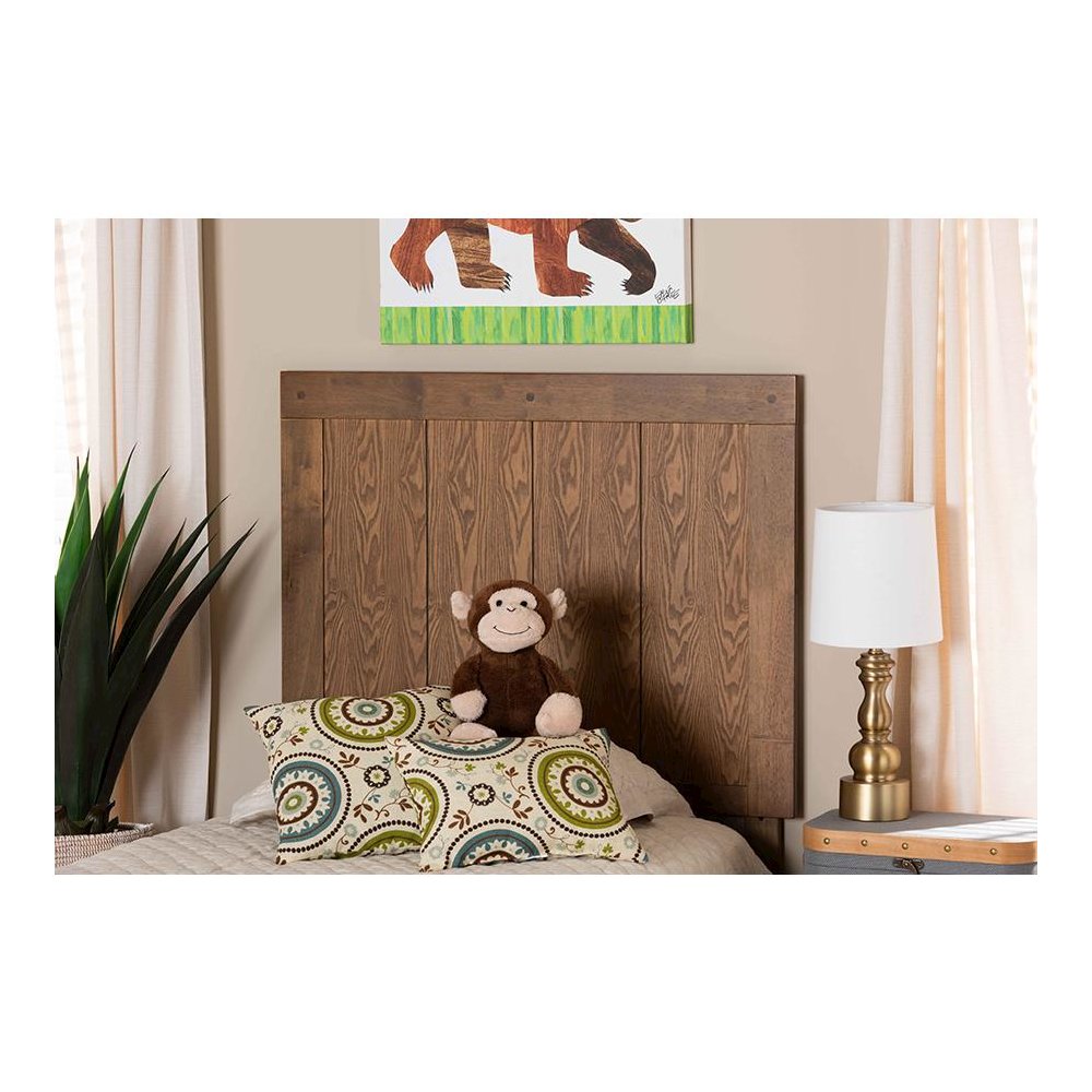 Transitional Ash Walnut Finished Wood Twin Size Headboard. Picture 3