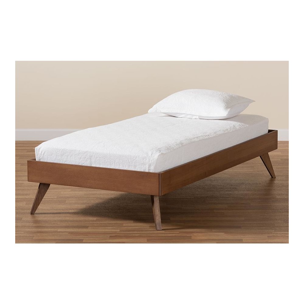 Ash Walnut Finished Wood Twin Size Platform Bed Frame. Picture 6