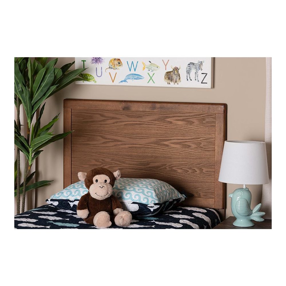 Raya Mid-Century Modern Walnut Brown Finished Wood Twin Size Headboard. Picture 3