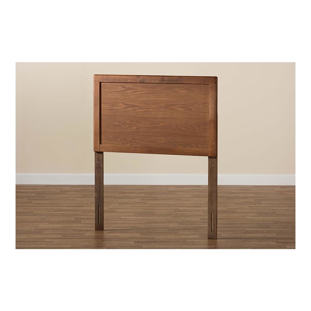 Raya Mid-Century Modern Walnut Brown Finished Wood Twin Size Headboard. Picture 4