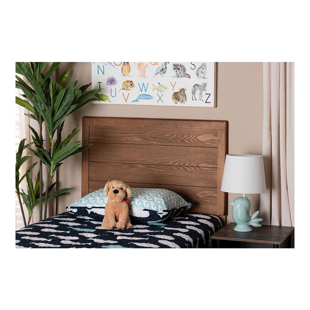 Seren Mid-Century Modern Walnut Brown Finished Wood Twin Size Headboard. Picture 3