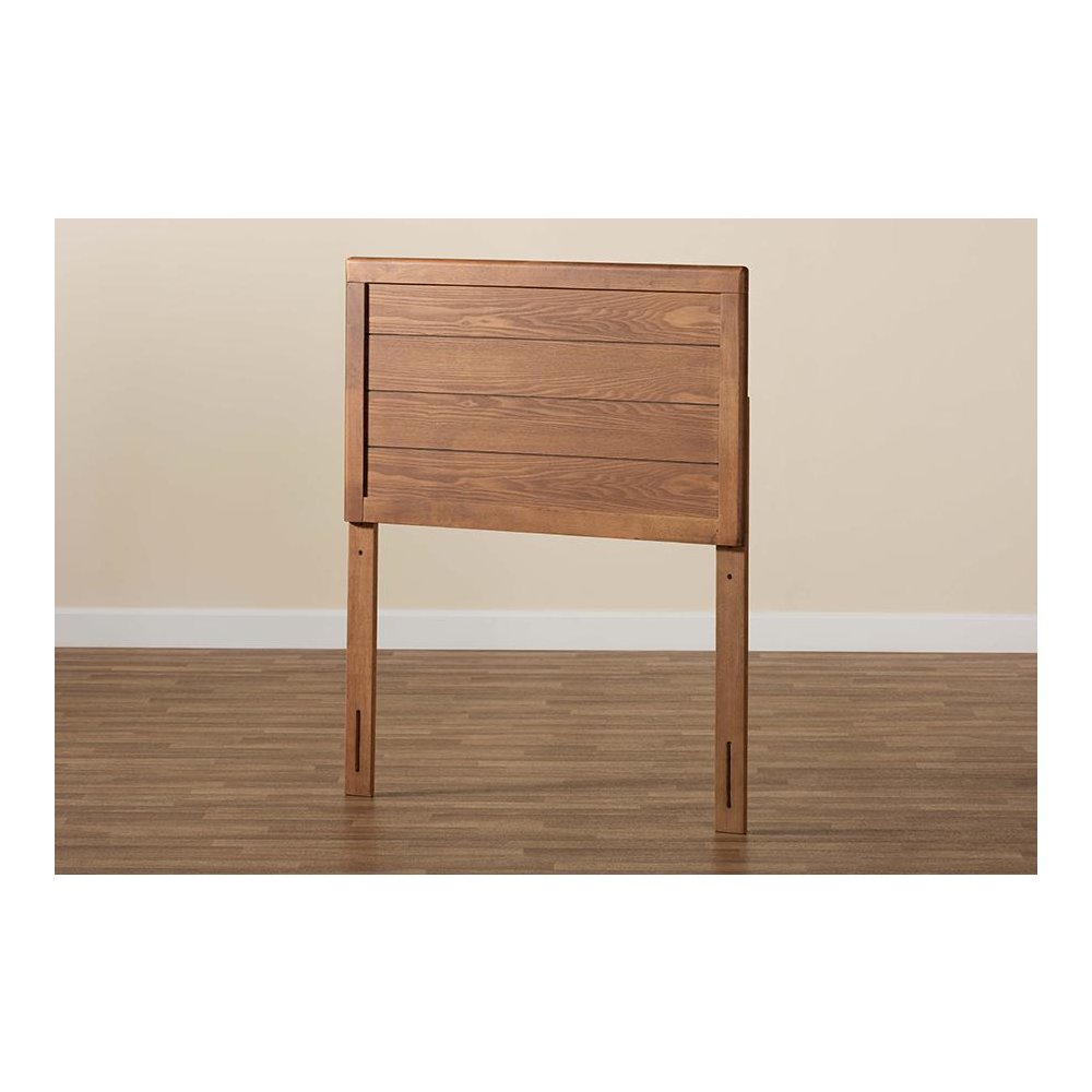 Seren Mid-Century Modern Walnut Brown Finished Wood Twin Size Headboard. Picture 4