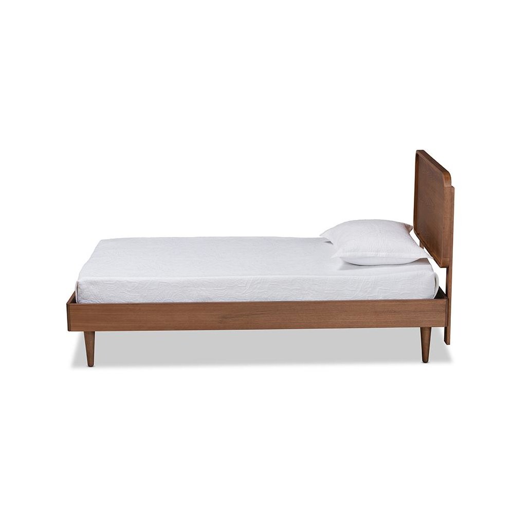 Transitional Walnut Brown Finished Wood Twin Size Platform Bed. Picture 2