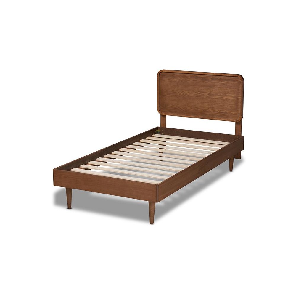 Transitional Walnut Brown Finished Wood Twin Size Platform Bed. Picture 3