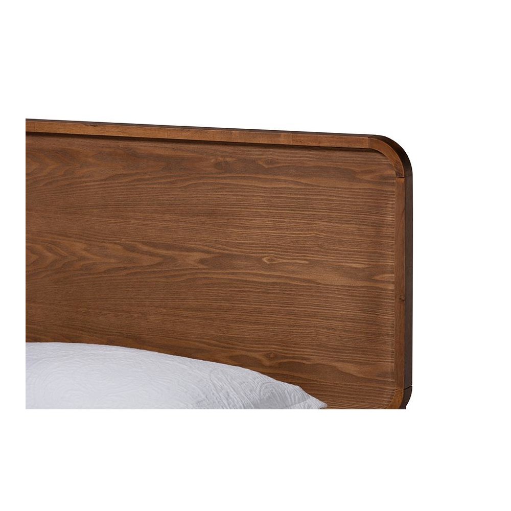 Transitional Walnut Brown Finished Wood Twin Size Platform Bed. Picture 4