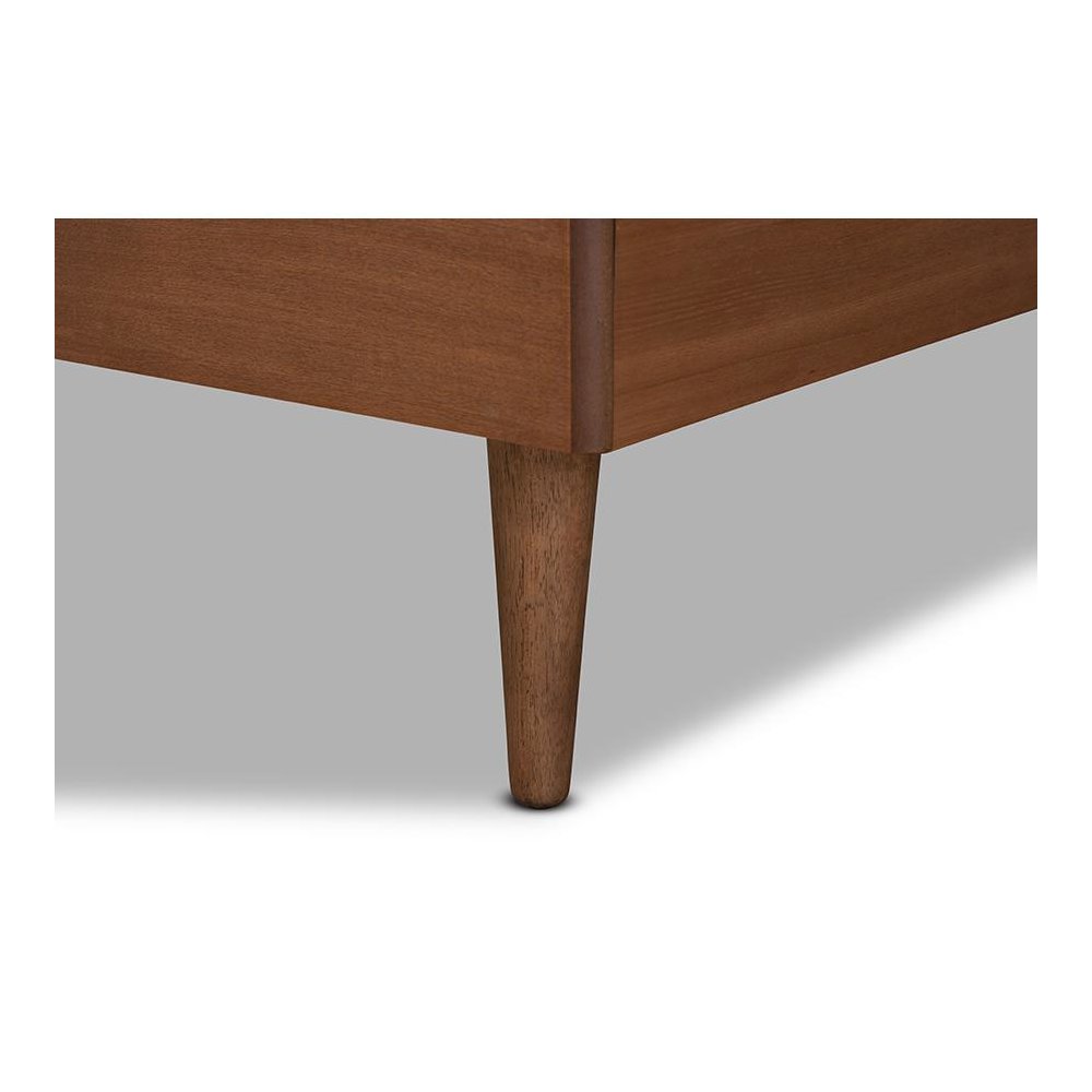 Transitional Walnut Brown Finished Wood Twin Size Platform Bed. Picture 5