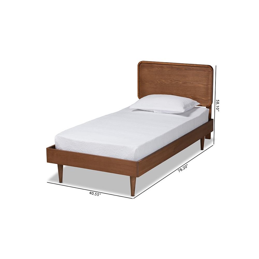 Transitional Walnut Brown Finished Wood Twin Size Platform Bed. Picture 8