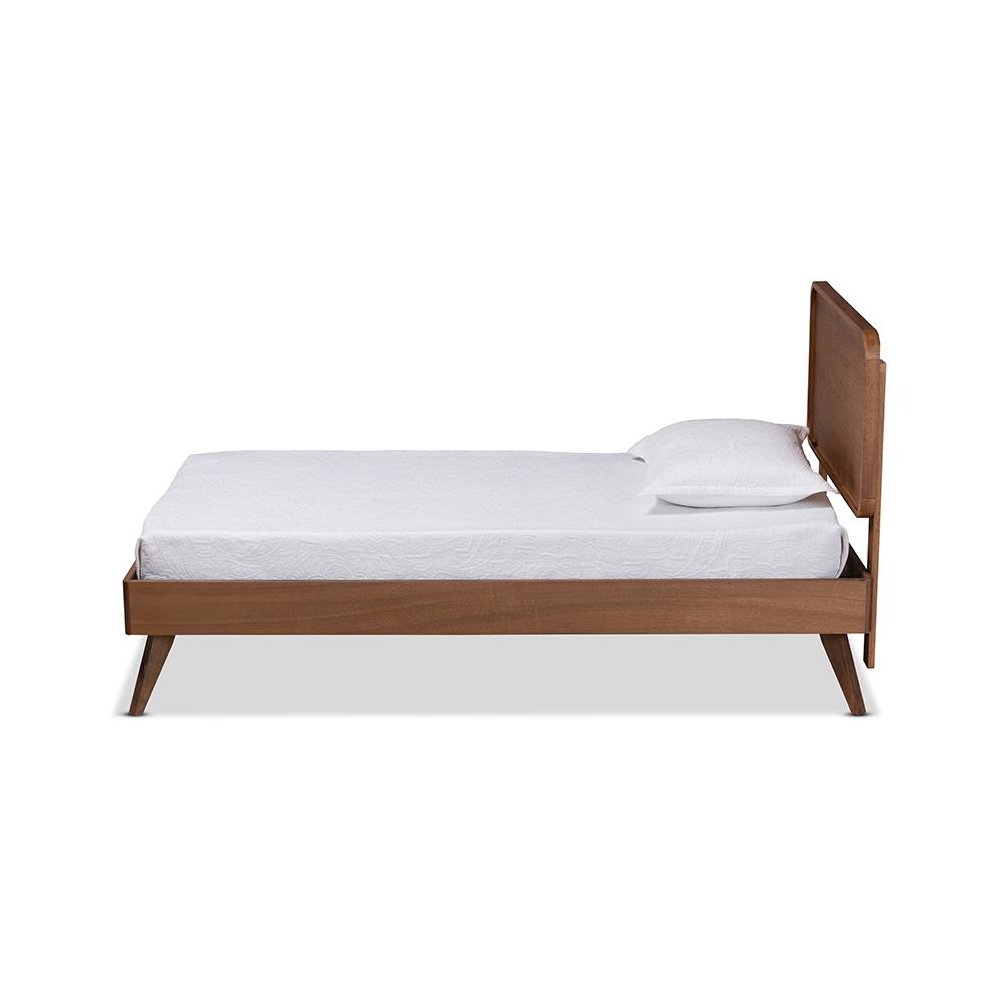 Transitional Walnut Brown Finished Wood Twin Size Platform Bed. Picture 2