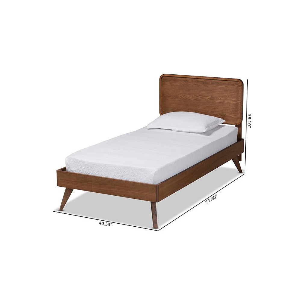 Transitional Walnut Brown Finished Wood Twin Size Platform Bed. Picture 8