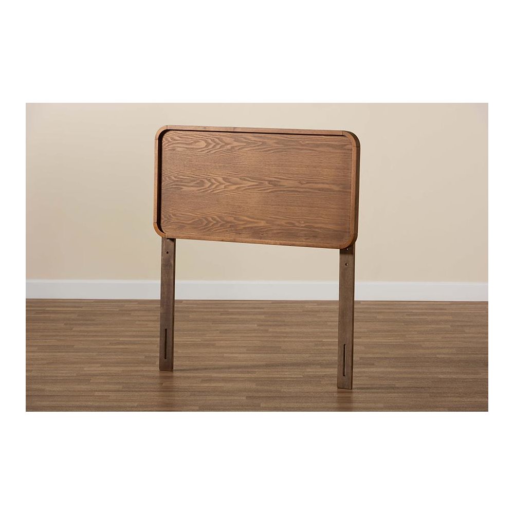 Mailene Mid-Century Modern Walnut Brown Finished Wood Twin Size Headboard. Picture 4