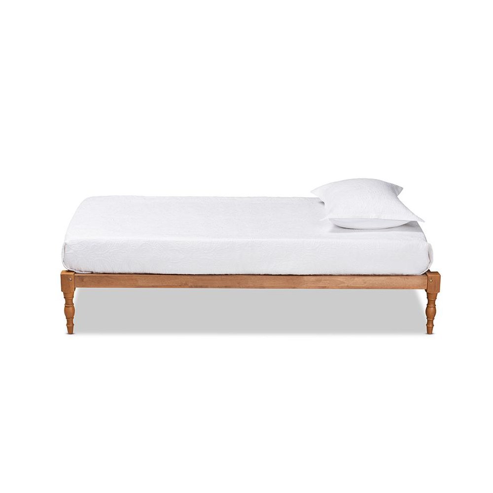 Walnut Brown Finished Wood Twin Size Platform Bed Frame. Picture 2