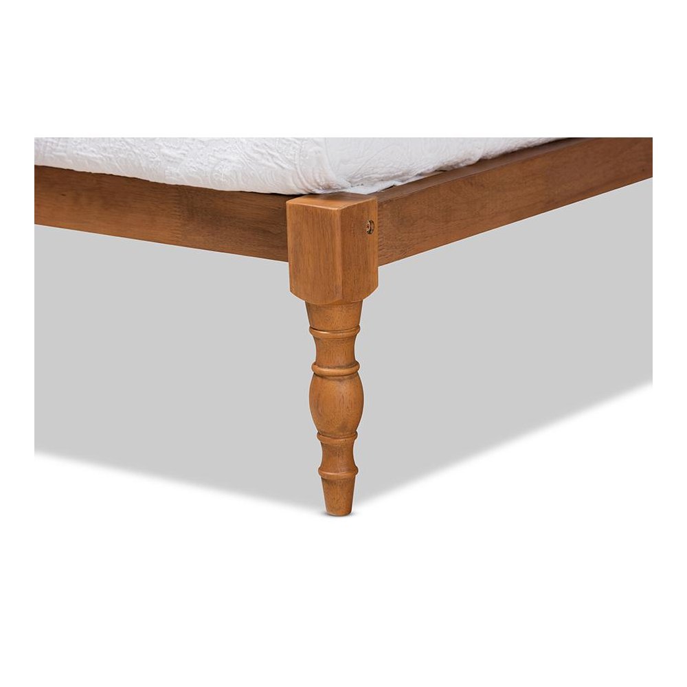 Walnut Brown Finished Wood Twin Size Platform Bed Frame. Picture 4
