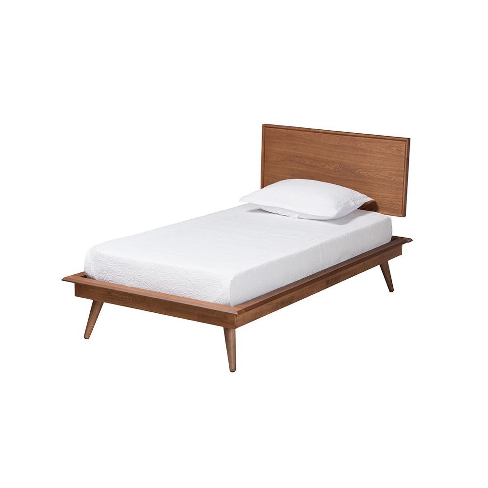 Walnut Brown Finished Wood and Rattan Twin Size 3-Piece Bedroom Set. Picture 3