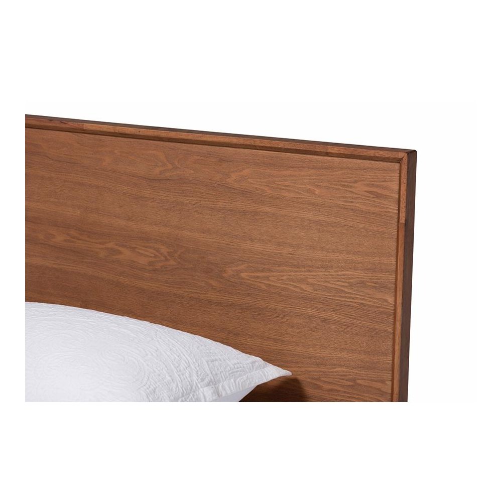 Karine Mid-Century Modern Walnut Brown Finished Wood Twin Size Platform Bed. Picture 4