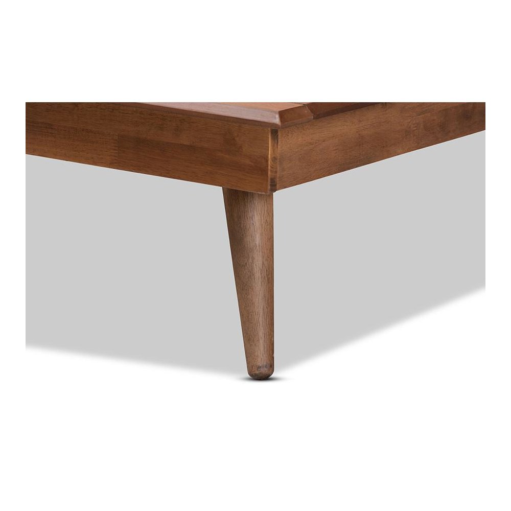 Karine Mid-Century Modern Walnut Brown Finished Wood Twin Size Platform Bed. Picture 5