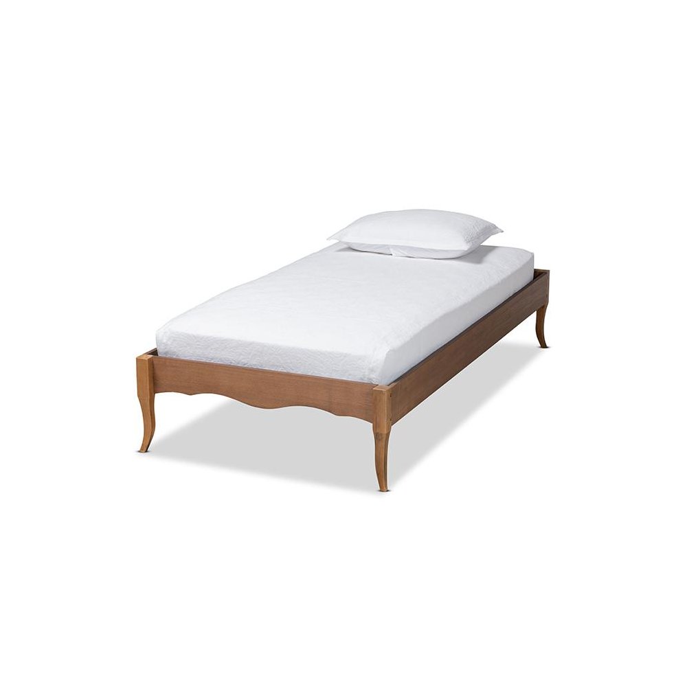 Inspired Ash Walnut Finished Wood Twin Size Platform Bed Frame. Picture 1