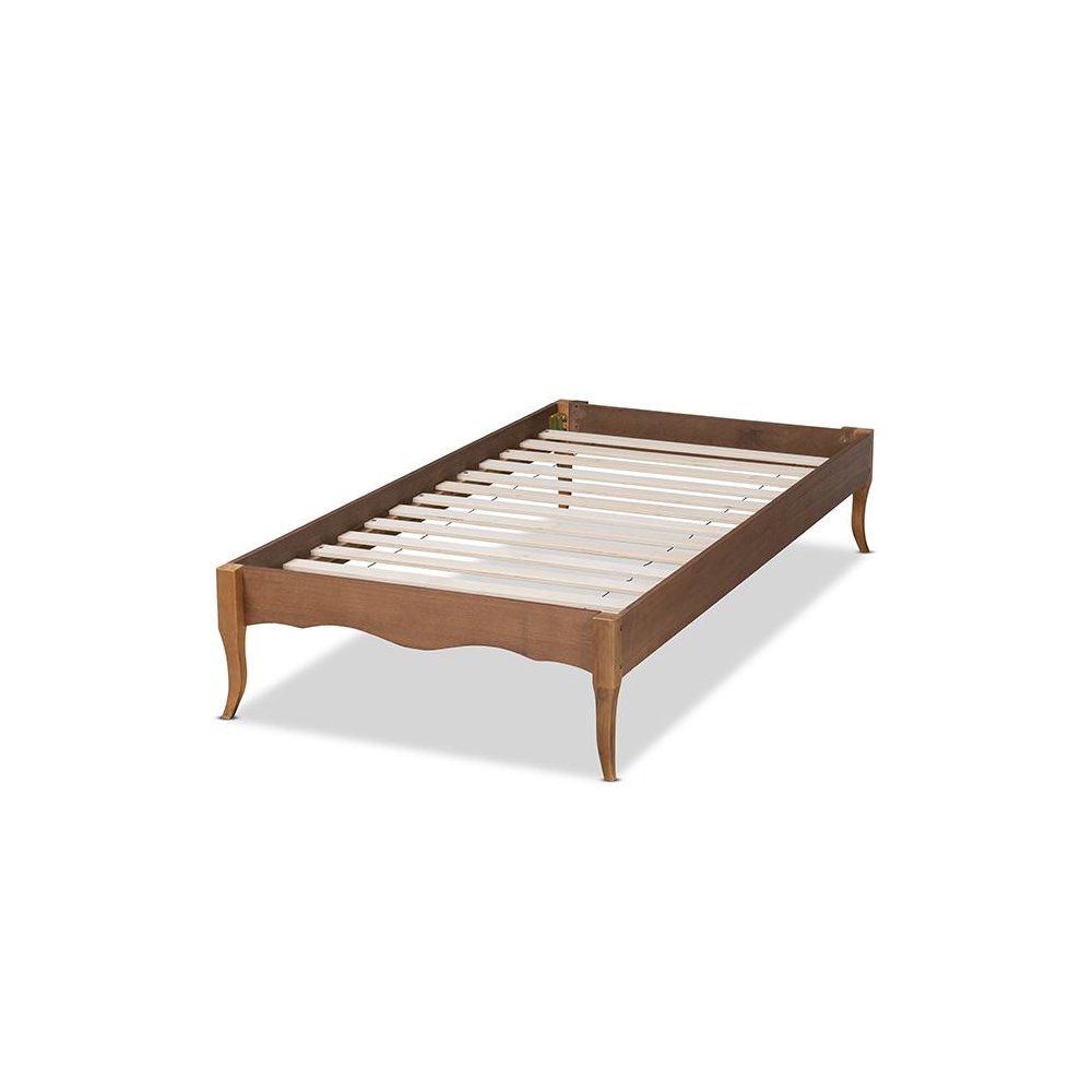 Inspired Ash Walnut Finished Wood Twin Size Platform Bed Frame. Picture 3