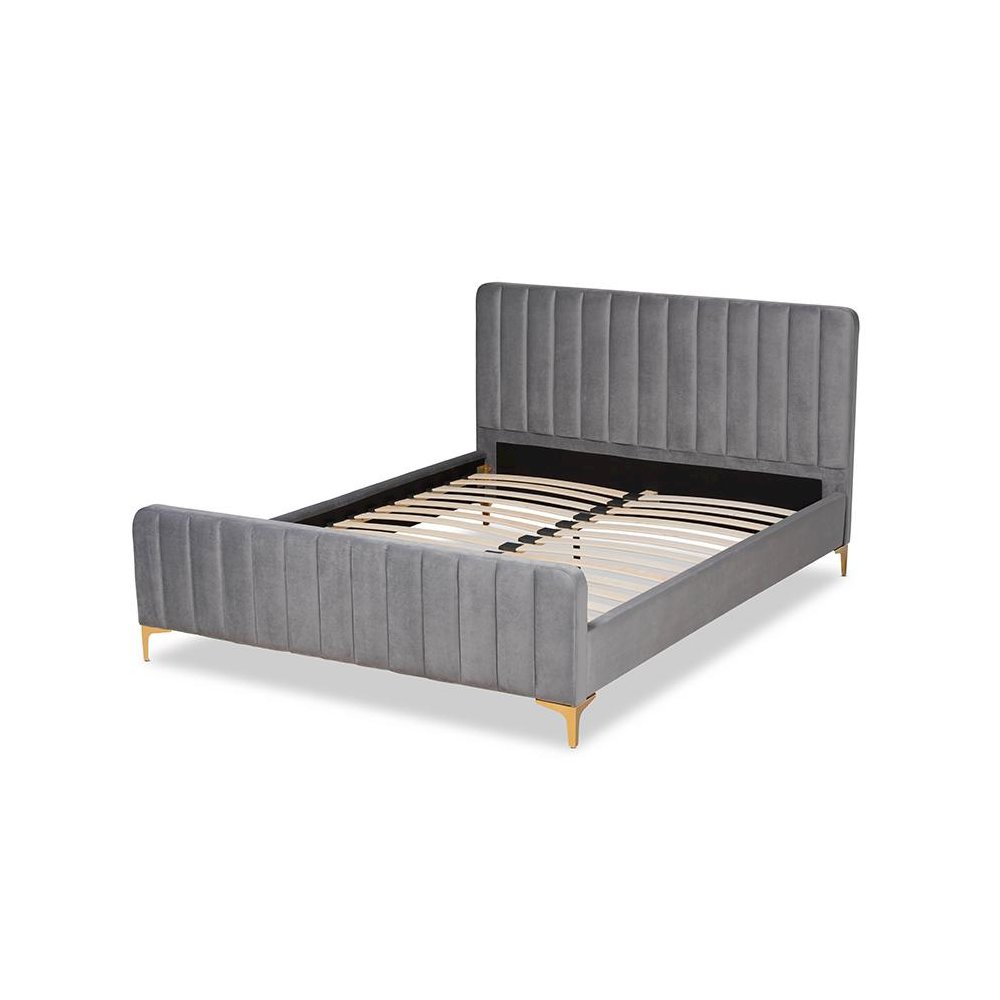 Gold Finished Queen Size Platform Bed. Picture 3